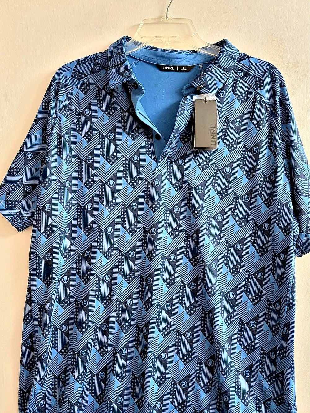 UNRL Barstool Golf Stars and Stripes Polo Golf Polo Blue Black Size Large NWT